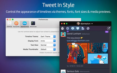 Control the appearance of timelines vis themes, fonts, font sizes, and media previews