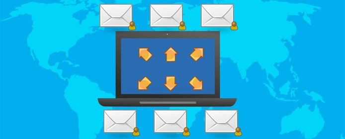 Illustration of sending emails worldwide Illustration of sending emails worldwide