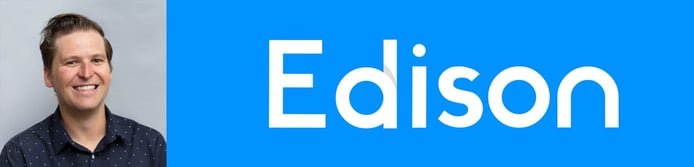 Jeff Pearsall, VP of Design at Edison Software, and Edison logo Jeff Pearsall, VP of Design at Edison Software, and Edison logo