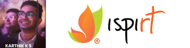 Headhsot of Karthik KS and iSPIRT logo