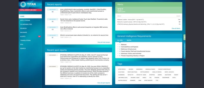 Screenshot of Intel 471 portal Screenshot of Intel 471 portal
