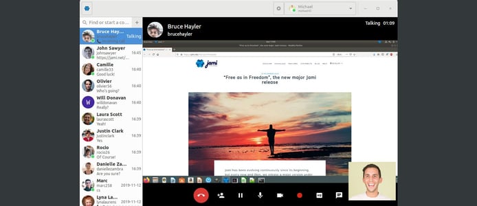 Jami in light mode on a desktop