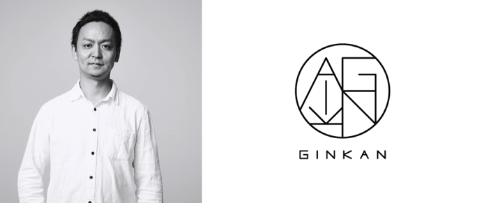 Founder and CEO Tomochika Kamiya and GINKAN logo Founder and CEO Tomochika Kamiya and GINKAN logo