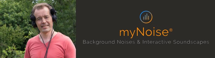 myNoise logo and founder myNoise logo and founder