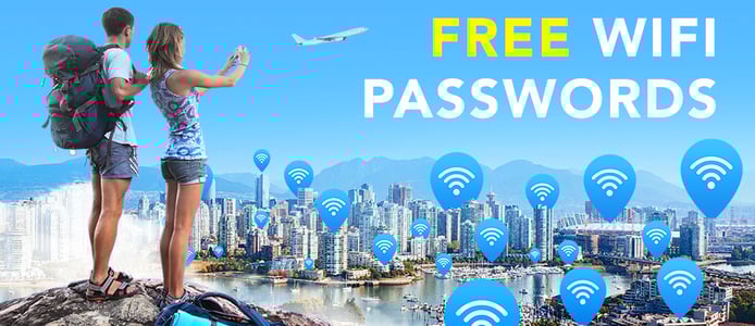 Graphic with hotspots reading "FREE WIFI PASSWORDS" Graphic with hotspots reading "FREE WIFI PASSWORDS"