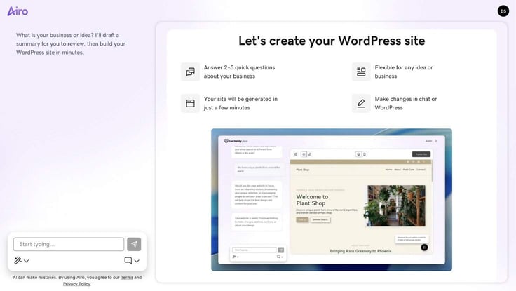 GoDaddy Airo WordPress site building GoDaddy Airo WordPress site building