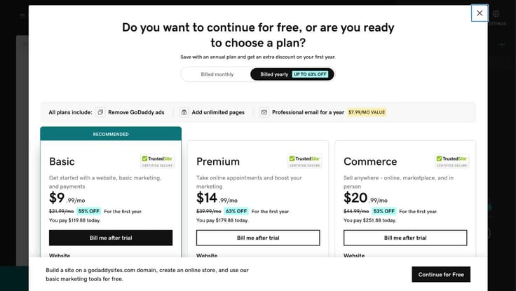 GoDaddy upselling offer GoDaddy upselling offer
