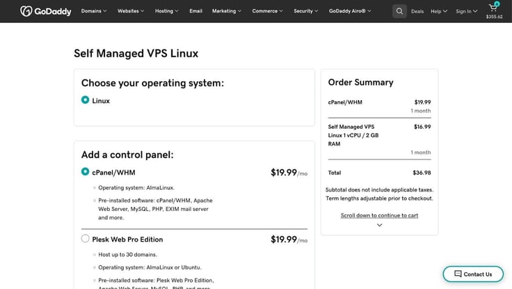 VPS plan in cart VPS plan in cart