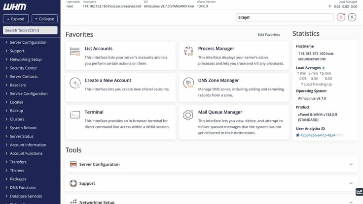 cPanel dashboard cPanel dashboard