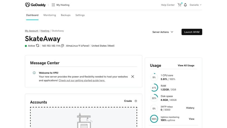VPS dashboard VPS dashboard