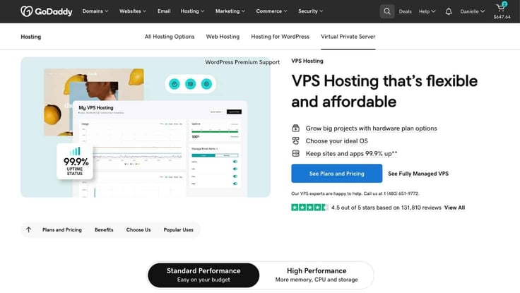 GoDaddy VPS landing page GoDaddy VPS landing page
