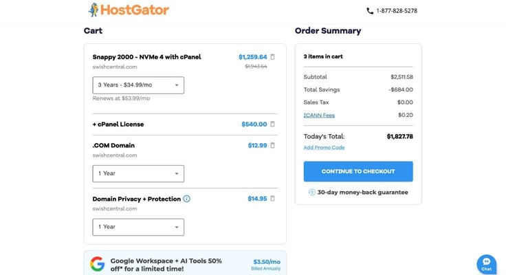 HostGator VPS cart