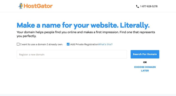 HostGator domain page