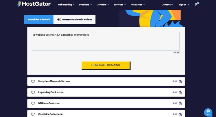 HostGator domain generator