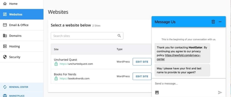 HostGator chat
