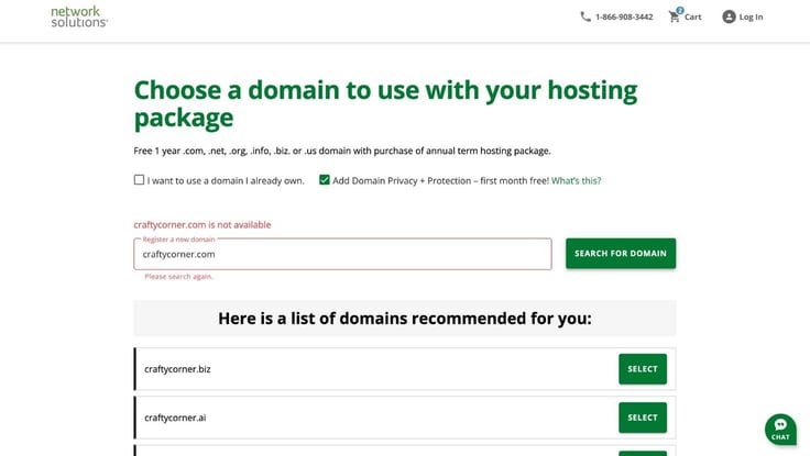 Network Solutions domain page Network Solutions domain page