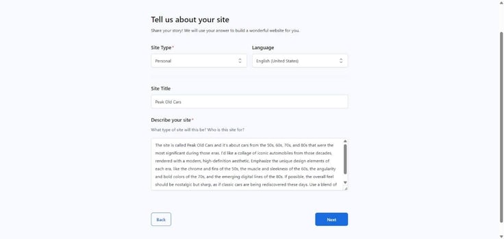 site description