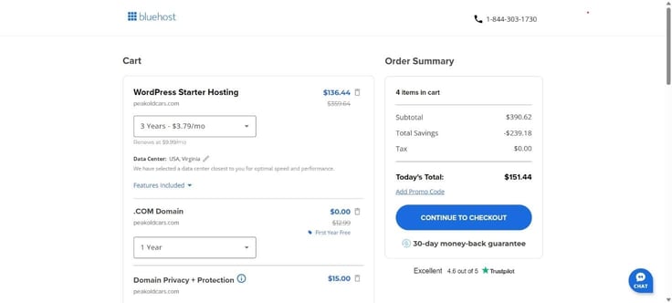 Bluehost WP starter plan