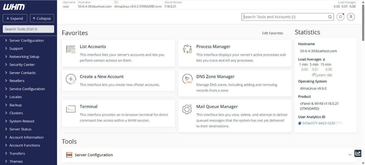 whm dashboard
