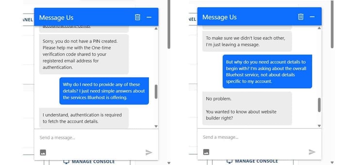 Bluehost live chat discussion