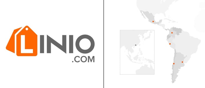 Linio logo and map Linio logo and map