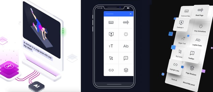 Three views of how the technology appears on a computer or phone. Three views of how the technology appears on a computer or phone.