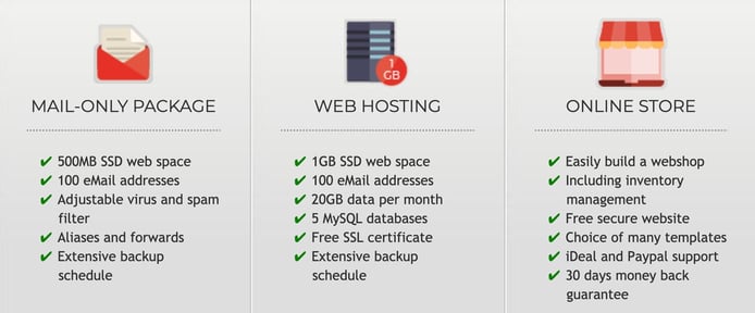 Screenshot of bHosted packages Screenshot of bHosted packages