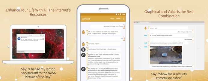 Screenshots of Almond prototype on computer and phone Screenshots of Almond prototype on computer and phone