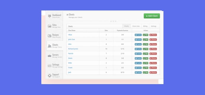 Client manager screenshot