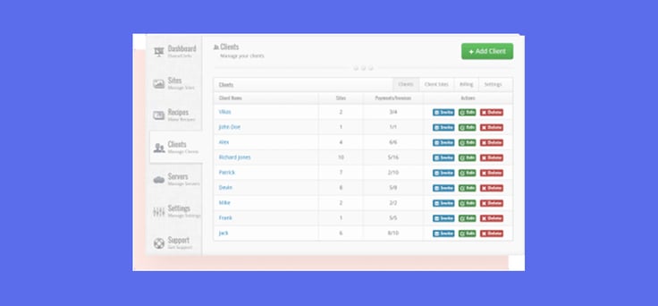 Client manager screenshot Client manager screenshot