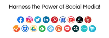 Display of Instagram logos reading: Harness the Power of Social Media.