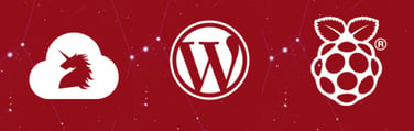 logos for WordPress, Raspberry Pi and virtual servers