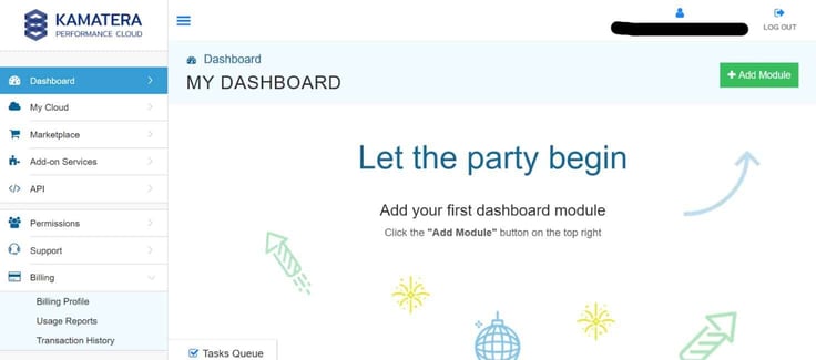 Kamatera dashboard