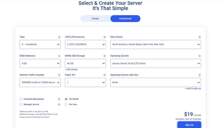 Kamatera signup