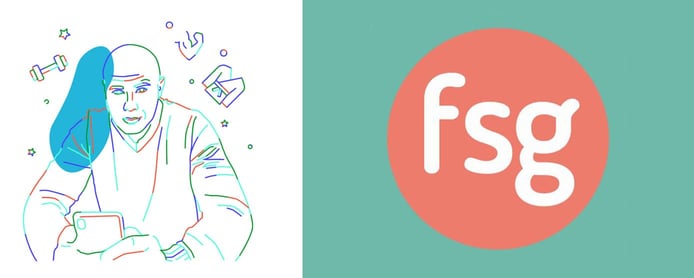 FirstSiteGuide logo and drawing of Artem Minaev, Marketing Consultant at FirstSiteGuide