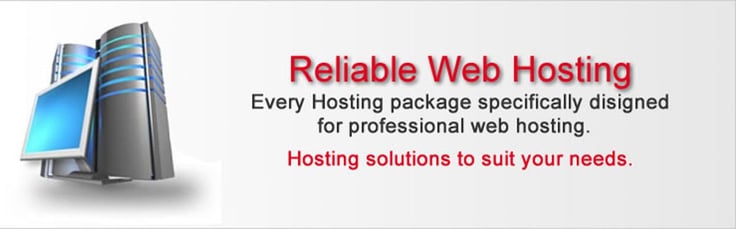 Text reading Reliable web hosting with image of servers