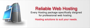 Text reading Reliable web hosting with image of servers