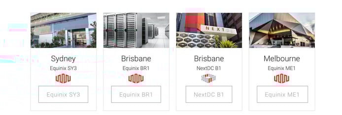 Screenshot of some Servers Australia locations