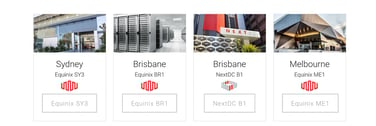 Screenshot of some Servers Australia locations