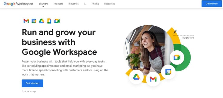a screenshot of Google Workspace webpage a screenshot of Google Workspace webpage