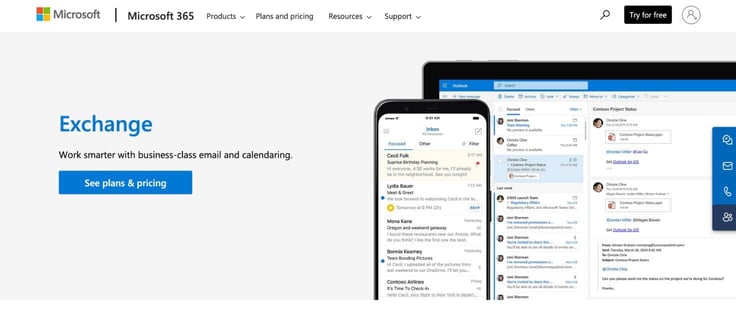 a screenshot of Microsoft Exchange webpage a screenshot of Microsoft Exchange webpage