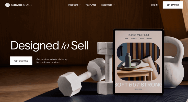 Screenshot of Squarespace homepage