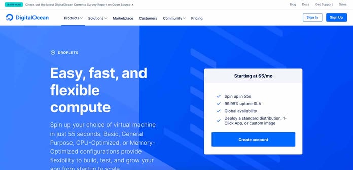 Screenshot of Digital Ocean cloud