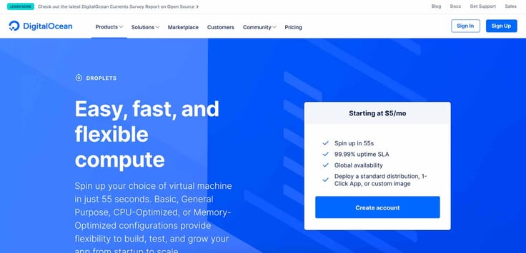 Screenshot of Digital Ocean cloud Screenshot of Digital Ocean cloud