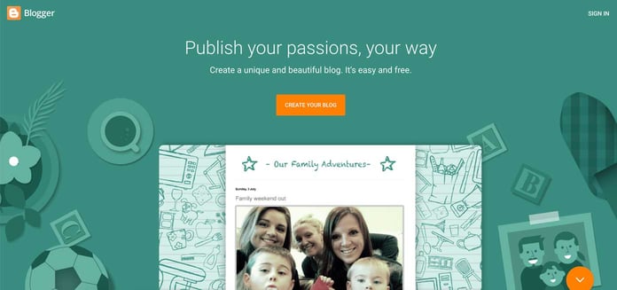 Screenshot of Blogger homepage Screenshot of Blogger homepage