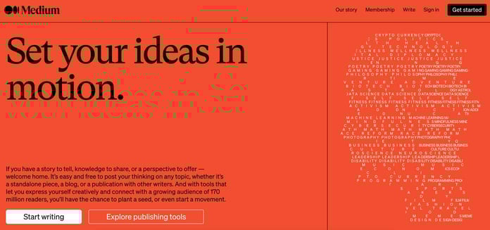 Screenshot of Medium homepage Screenshot of Medium homepage