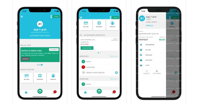 Screenshot of 1-grid app on mobile devices