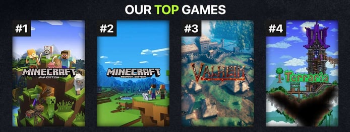 Screenshot of MCProHosting games Screenshot of MCProHosting games