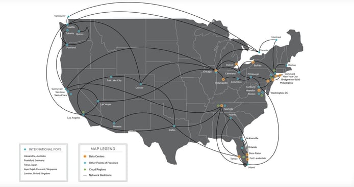 365 Data Centers infrastructure map 365 Data Centers infrastructure map
