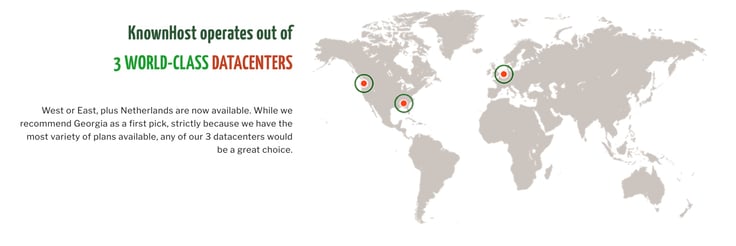 Screenshot of KnownHost datacenters